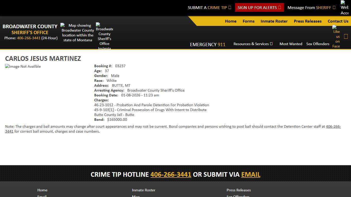 View Roster - CARLOS JESUS MARTINEZ - Broadwater County Sheriff